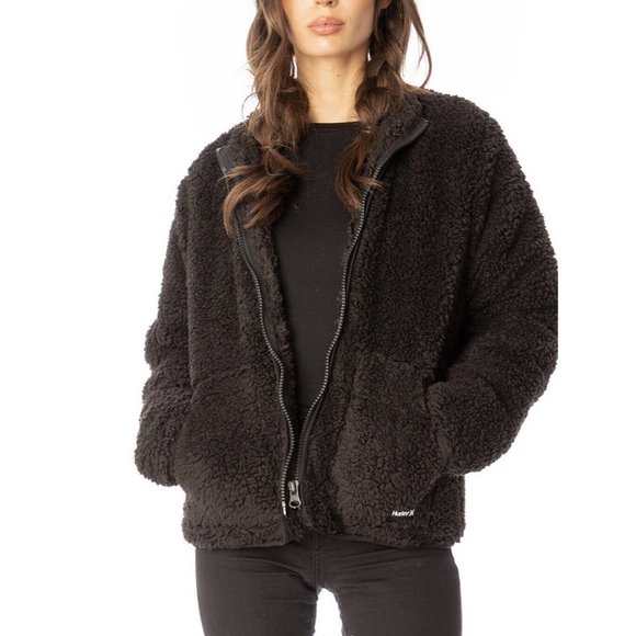 Sherpa Coat Black Teddy Bear Coat Plus Size CAbi Women's Black